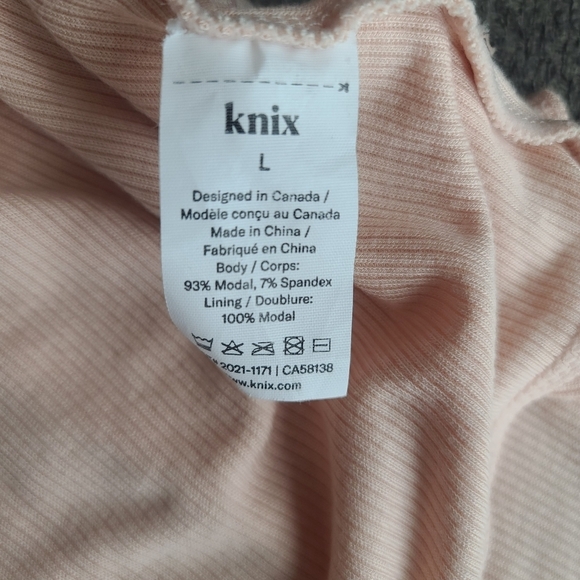 Knix Ribbed Blush Pink Soft Sleeveless Bodysuit Neutral Casual Summer Size Large - Picture 7 of 10
